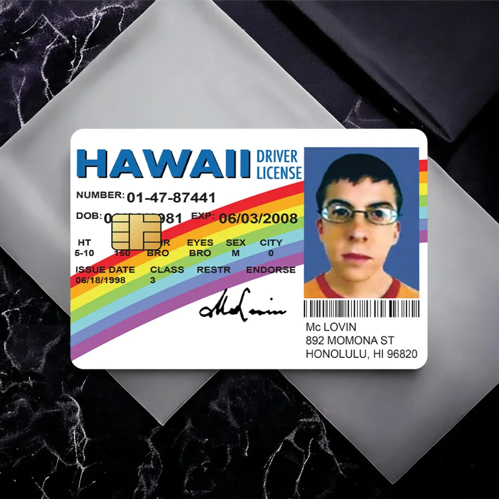 Mclovin Bank Credit Cards Bus Pass Stickers Cool Decoration Waterproof 4PCS Card