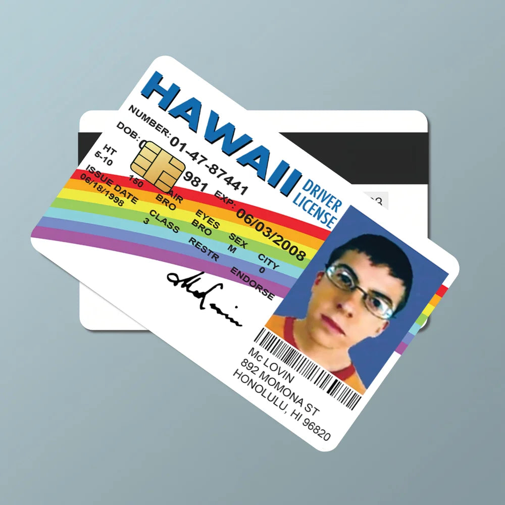 Mclovin Bank Credit Cards Bus Pass Stickers Cool Decoration Waterproof 4PCS Card