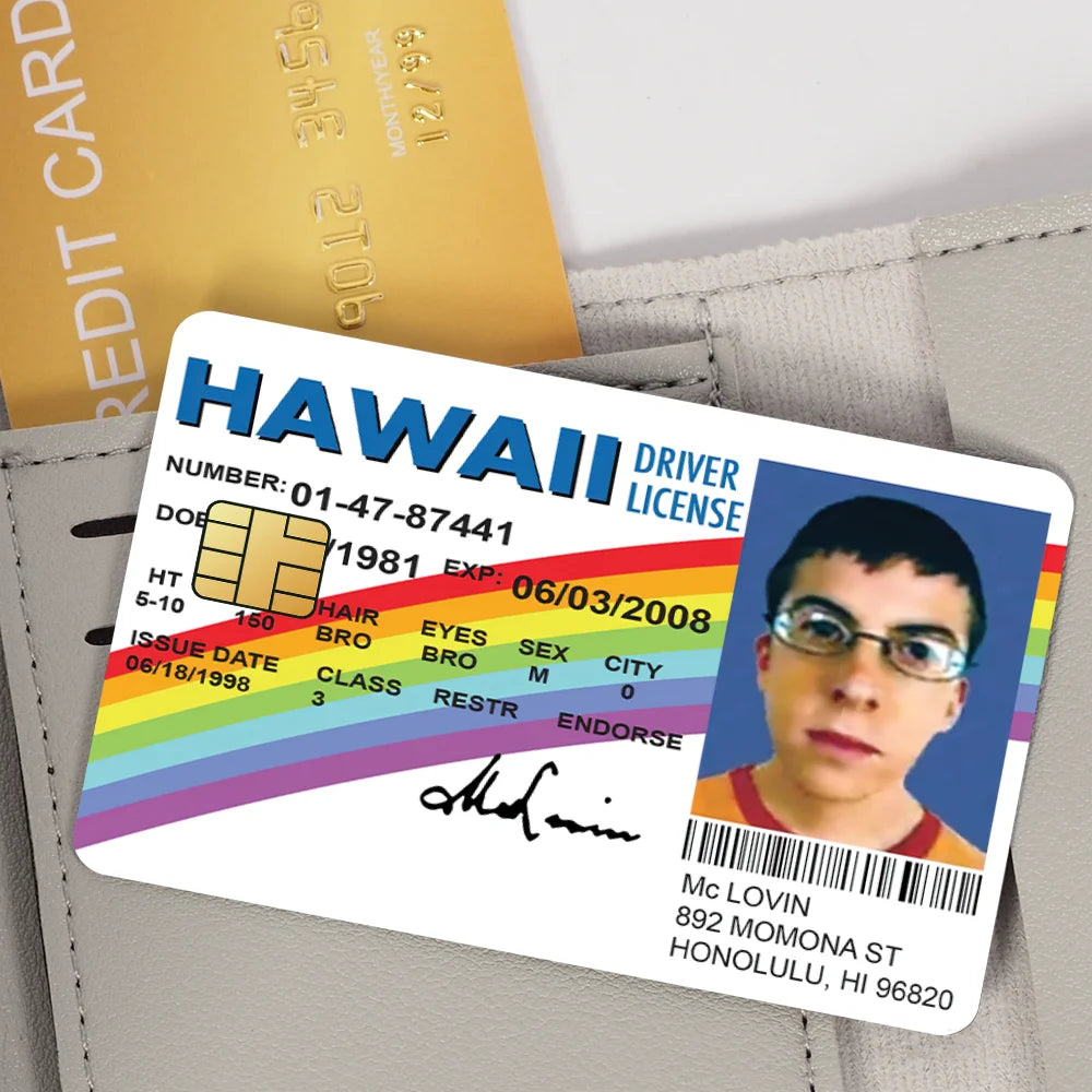 Mclovin Bank Credit Cards Bus Pass Stickers Cool Decoration Waterproof 4PCS Card