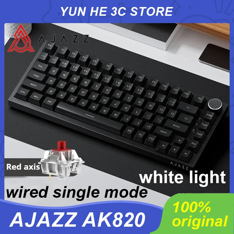Ak820 Mechanical Keyboard Wired USB 75% White Light Gasket Full Key Hot Swap Esports Gaming Keyboard Custom for Pc Laptop