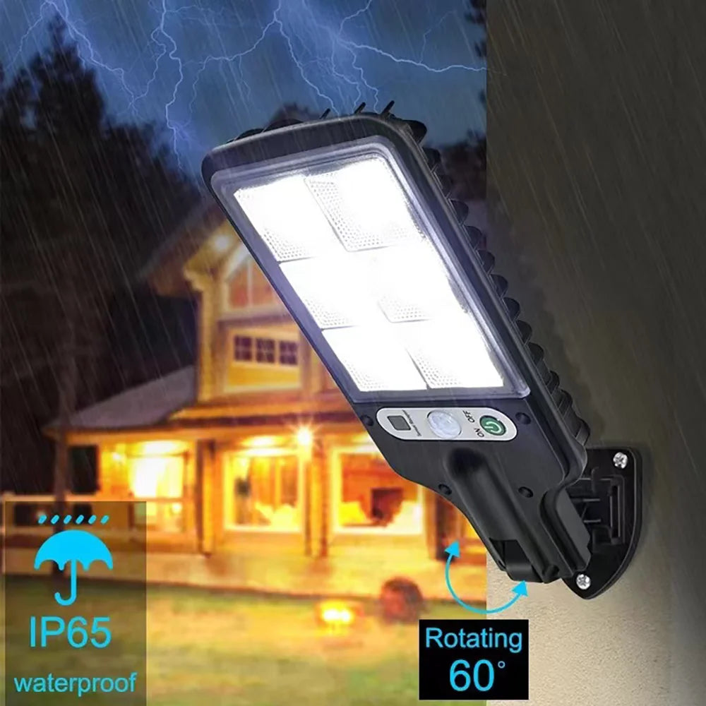 Solar Outdoor LED Wall Light with Human Body Waterproof 3Modes Induction for Garden Terrace Garage Courtyard and Street Lighting