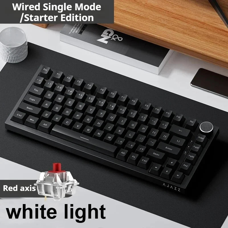 Ak820 Mechanical Keyboard Wired USB 75% White Light Gasket Full Key Hot Swap Esports Gaming Keyboard Custom for Pc Laptop
