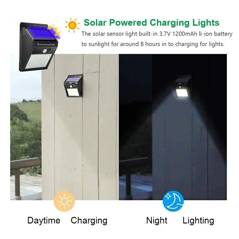 LED Solar Motion Sensor Wall Light 1/2/4PCS Outdoor Solar Powered Lights for Yard Garden Fence Garage Waterproof Street Lamp