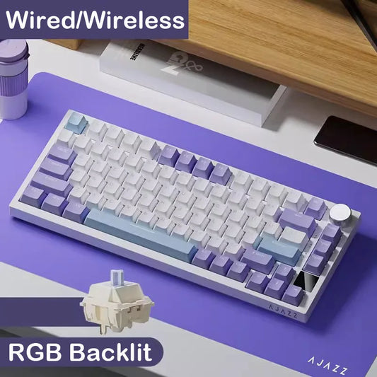 Ak820/Ak820Pro Mechanical Keyboard TFT Screen Multifunctional Knob Gaming Keyboard Wired/2.4Ghz/Bt Connect PC Keyboard