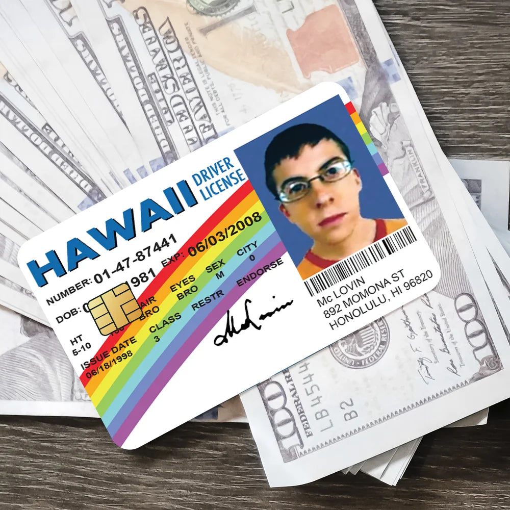 Mclovin Bank Credit Cards Bus Pass Stickers Cool Decoration Waterproof 4PCS Card