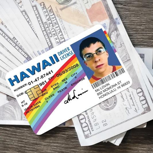 Mclovin Bank Credit Cards Bus Pass Stickers Cool Decoration Waterproof 4PCS Card