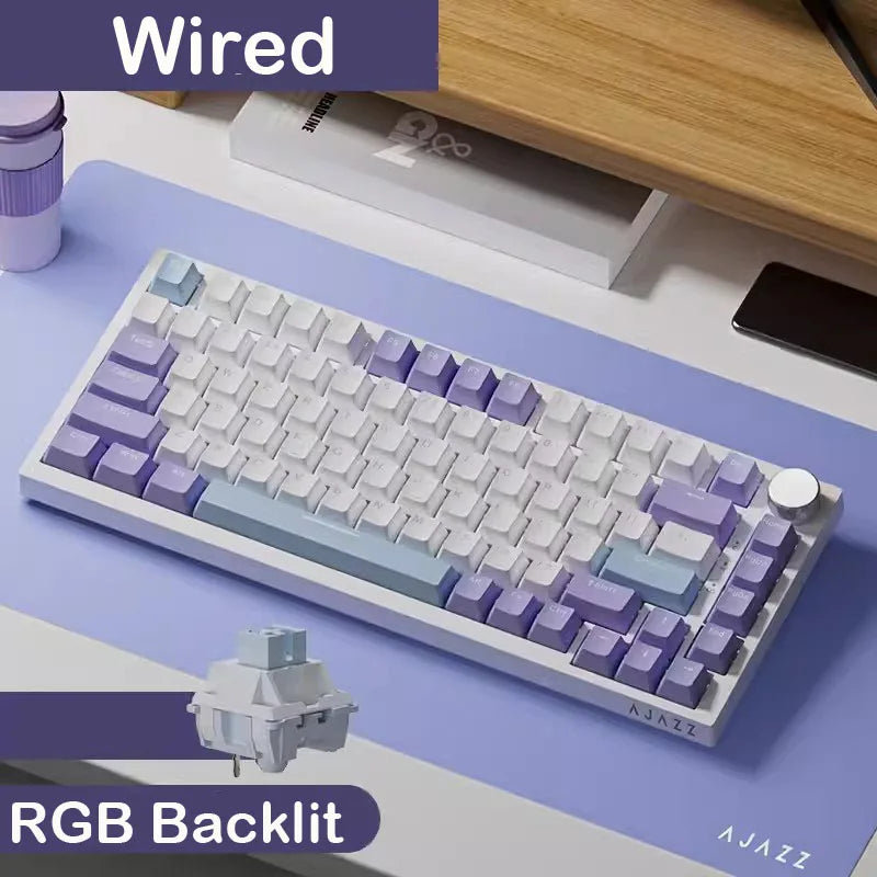 Ak820/Ak820Pro Mechanical Keyboard TFT Screen Multifunctional Knob Gaming Keyboard Wired/2.4Ghz/Bt Connect PC Keyboard